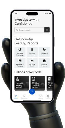 Enter a Name, Phone, or Address — step 01 in the My Virtual PI app