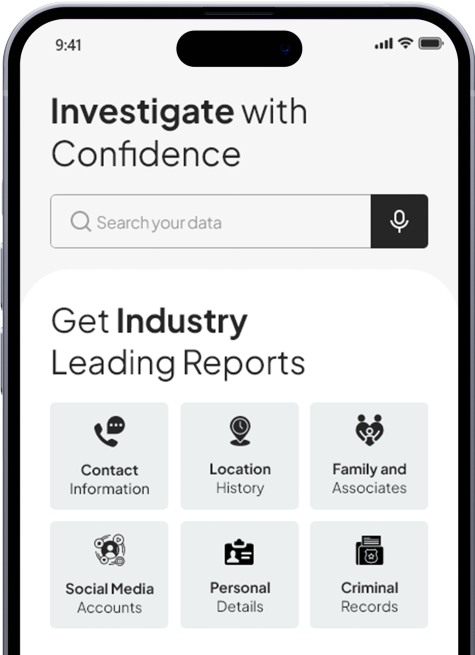 The My Virtual PI mobile app displaying a background report